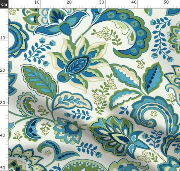 Waverly Paisley Prism Teal and Green Fabric Placemats Set of 4