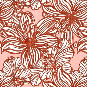 big tropical line floral in sepia