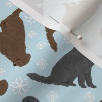 Tiny Flat Coated Retrievers - winter snowflakes