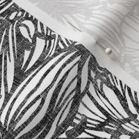 big tropical floral in black and white on linen