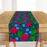 Geraniums Moody Florals Deep Red Purple Green Dark Blue - MEDIUM Scale - UnBlink Studio by Jackie Tahara