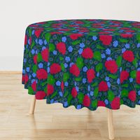 Geraniums Moody Florals Deep Red Purple Green Dark Blue - MEDIUM Scale - UnBlink Studio by Jackie Tahara