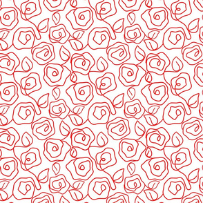 Freestyle Red Roses on White