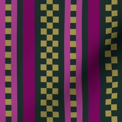 Jazzy Checked Stripes in Teal Green - Purple - Olive - Lavender