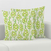 Gladiolus Abstract Summer Retro Vintage Floral Botanical in Kelly Green Lime Green Pink on Cream - UnBlink Studio by Jackie Tahara