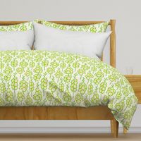 Gladiolus Abstract Summer Retro Vintage Floral Botanical in Kelly Green Lime Green Pink on Cream - UnBlink Studio by Jackie Tahara