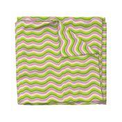 Ripple Wavy Retro Abstract Stripes in Pink Green Cream - UnBlink Studio by Jackie Tahara