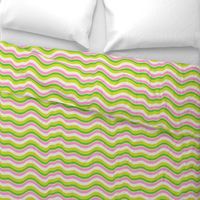 Ripple Wavy Retro Abstract Stripes in Pink Green Cream - UnBlink Studio by Jackie Tahara