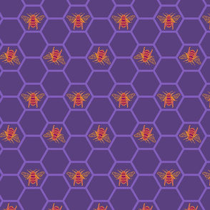 honeybees in purple and orange