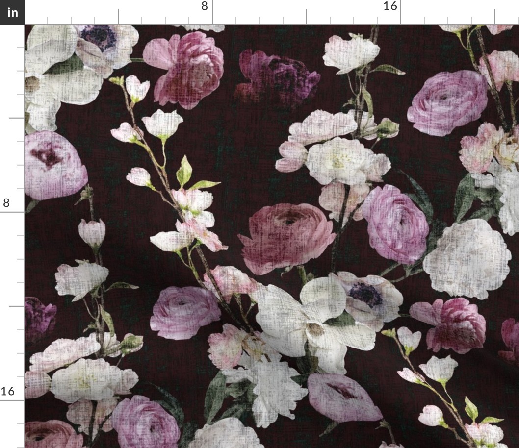 Moody Floral #3 - Deep Burgundy