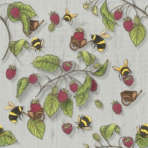 Widdle Bitty Bees- Raspberry// Grey