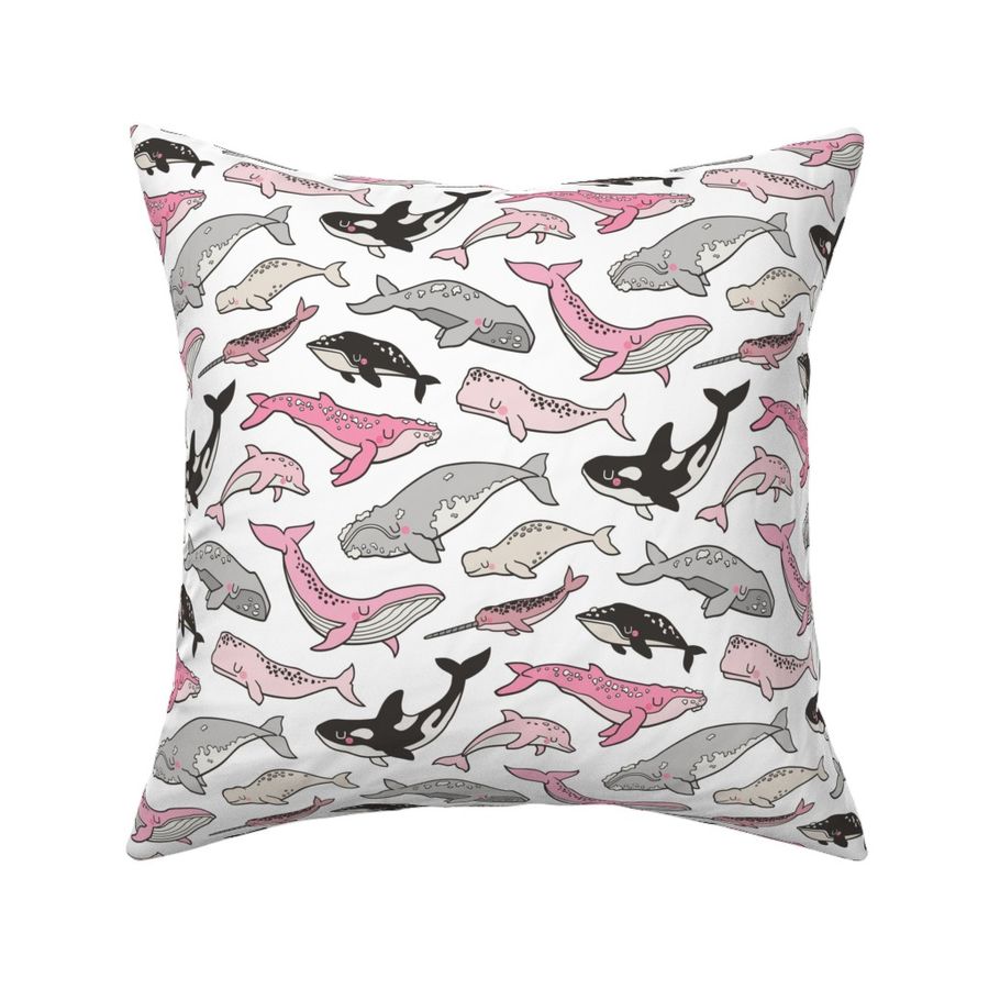 Whales Doodle Nautical Ocean Sea Pink