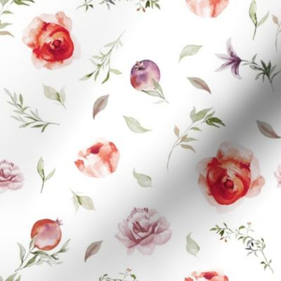 8" Scarlett Watercolor Blooms // White