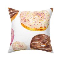 Hand drawn seamless pattern glazed donuts dessert