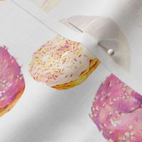 Hand drawn seamless pattern glazed donuts dessert