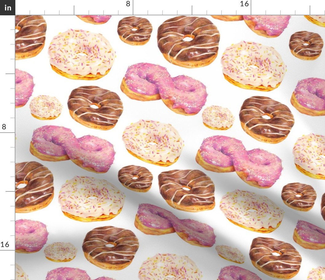 Hand drawn seamless pattern glazed donuts dessert