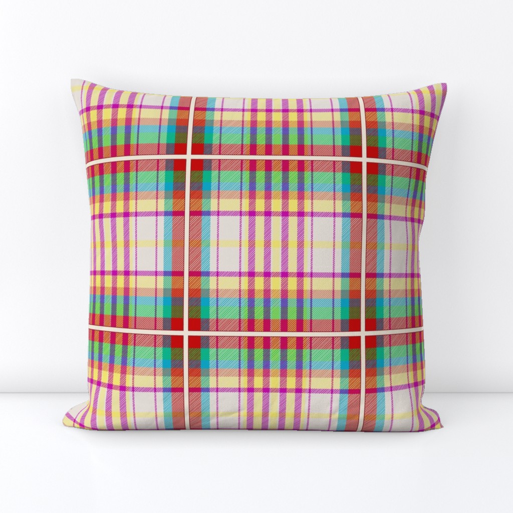 Tartan #7 - red, mint, aqua, lemon