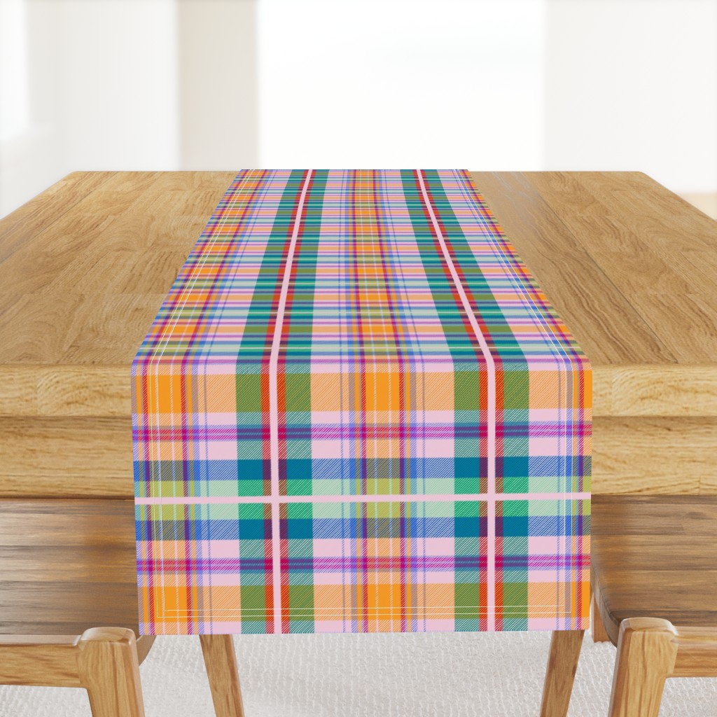 Tartan #10 - pink, orange, blue, mint, red