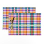 Tartan #10 - pink, orange, blue, mint, red