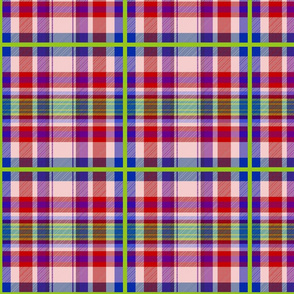 Tartan #14 - red, purple, blue, lime green