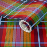 Tartan #18 - red, orange, powder blue, lime green