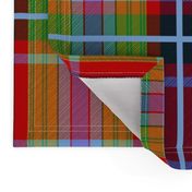 Tartan #18 - red, orange, powder blue, lime green