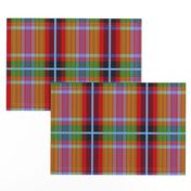 Tartan #18 - red, orange, powder blue, lime green