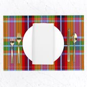 Tartan #18 - red, orange, powder blue, lime green