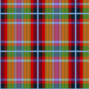 Tartan #18 - red, orange, powder blue, lime green