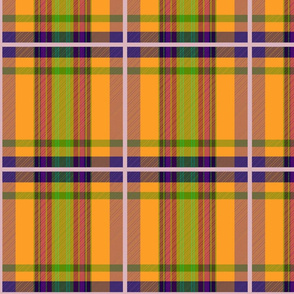 Tartan #21 - ginger orange, deep purple, lime green, mauve