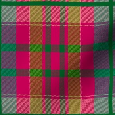 Tartan #22 - raspberry pink, forest green, olive, sage