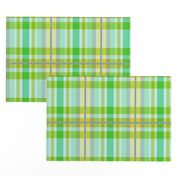 Tartan #23 - lime green, mint, sky blue 