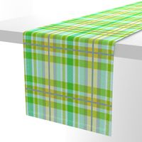 Tartan #23 - lime green, mint, sky blue 