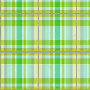 Tartan #23 - lime green, mint, sky blue 