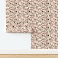 wire fox terrier floral fabric - floral fabric, fox terrier fabric, wire fox terrier fabric, cute spring floral fabric - cream