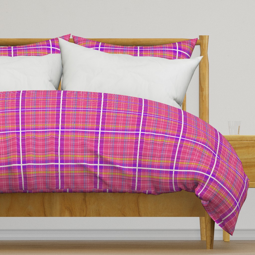 Tartan #28 - pink, purple, lime green, snow white