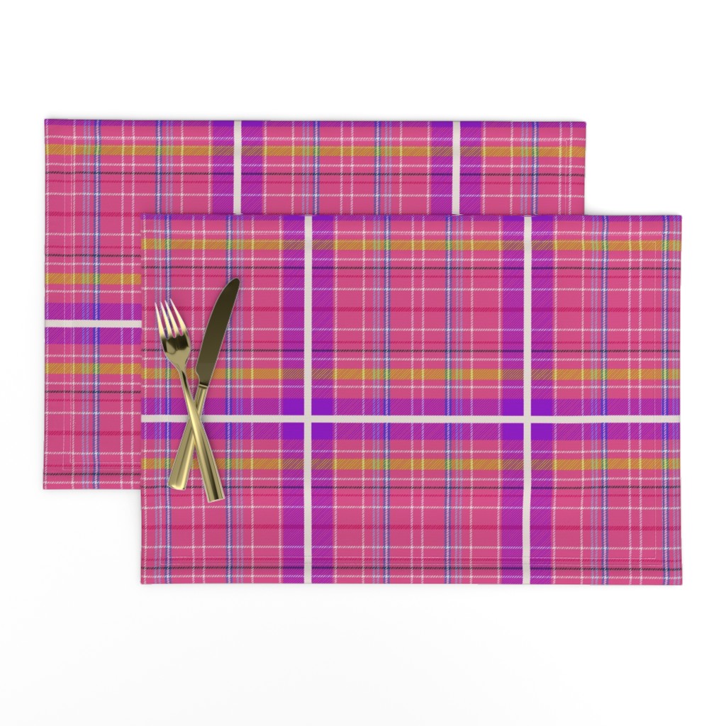 Tartan #28 - pink, purple, lime green, snow white