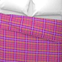 Tartan #28 - pink, purple, lime green, snow white