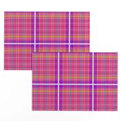 Tartan #28 - pink, purple, lime green, snow white