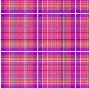 Tartan #28 - pink, purple, lime green, snow white