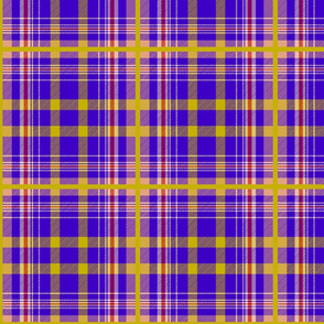 Tartan #33 - indigo blue, mustard yellow, peach, red