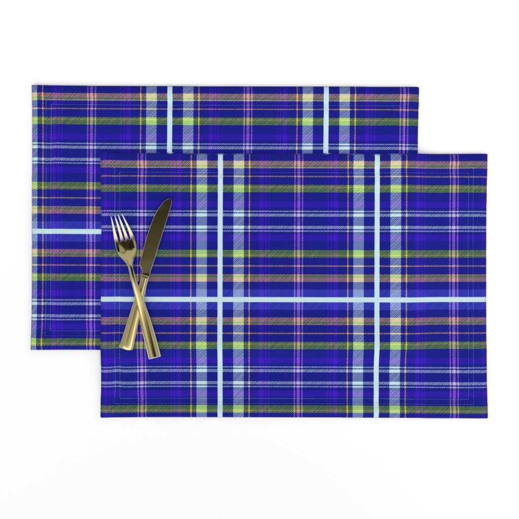 Tartan #34 - navy, indigo, sky blue, lime green