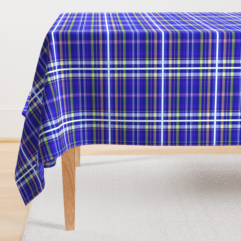 Tartan #34 - navy, indigo, sky blue, lime green