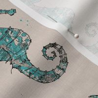 seahorse antique map texture
