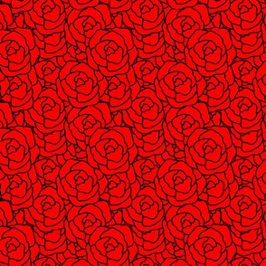 Black Abrstract Roses on Red