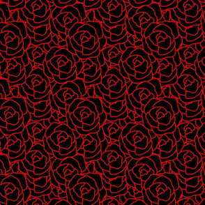 Red Abstract Roses on Black