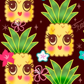 Large-Happy Kawaii Cute Pineapples-Choco