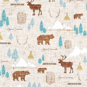 Woodlands Adventure - Brown Linen