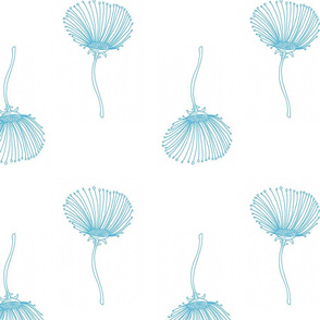Sea Blue Delicate Modern Flowers for Home Decor or Clothing
