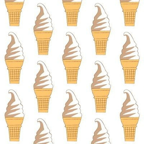 chocolate and vanilla swirl ice cream cone